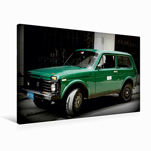 Premium Textil-Leinwand 75 x 50 cm Quer-Format Lada Niva in Havanna | Wandbild, HD-Bild auf Keilrahmen, Fertigbild auf hochwertigem Vlies, Leinwanddruck von Henning von Löwis of Menar