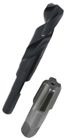 Drill America Ensemble de tarauds et forets NPT série POU 1/2 en acier carbone NPT 1/2 et foret HSS 23/32 avec tige 1/2 dans étui en plastique
