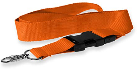 Kandinsky 25 Stück Oeko-Tex 25mm Schlüsselbänder Lanyards, Orange, 90cm mit Steckschnalle, geeignet für Messen, Events und Veranstaltungen, Ausweishüllen und Skipass