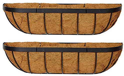 RUDDINGS WOOD Set of 2 x 24 (61cm) Metal Window Boxes - Garden Flower Wall Baskets - Wall Trough - Outdoor Hanging Window Sill Planters