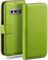 moex Klapphülle kompatibel mit Samsung Galaxy S10e Hülle klappbar, Handyhülle mit Kartenfach, 360 Grad Flip Case, Vegan Leder Handytasche, Lime Grün