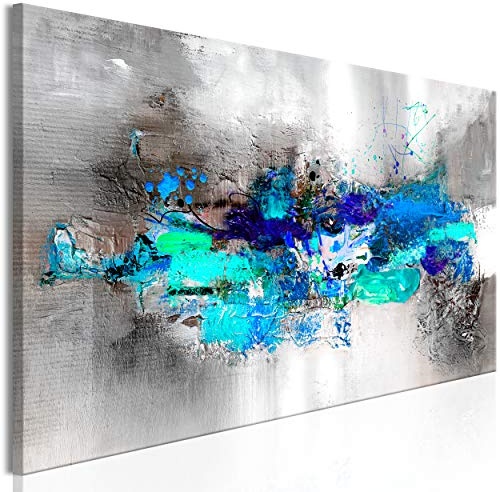 decomonkey Bilder Abstrakt 150x50 cm 1 Teilig Leinwandbilder Bild auf Leinwand Vlies Wandbild Kunstdruck Wanddeko Wand Wohnzimmer Wanddekoration Deko Modern grau blau