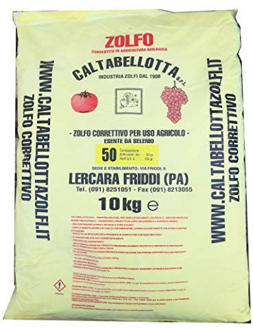 CALTABELLOTTA ZOLFO CORRETTIVO 50 Giallo kg. 10 Polvere SECCA Uso AGRICOLO Verdura UVA Frutta