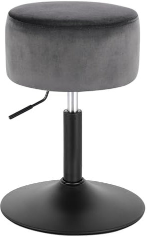 WOLTU 1 X Breakfast Kitchen Counter Bar Stool Chair Velvet Seat Adjustable Barstool Dark Grey Dressing Stool, BH218dgr-1-UK