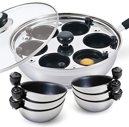 Eggssentials Poached Egg Maker Stainless Steel Egg Poacher Pan Food Grade Safe PFOA Free with Spatula