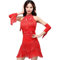 G-LIKE Damen Latein Tanzkleid Kostüm - Modern Dance Walzer Tango Latin Swingtanz Party Salsa Tango Dekoration Zubehör Pailletten Milchseide Trikot Rock Frauen Kleider (Rot, XL)