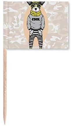 Ropa de perro acuarela hermosa ilustración palillo de dientes banderas marcador para decoración de fiesta