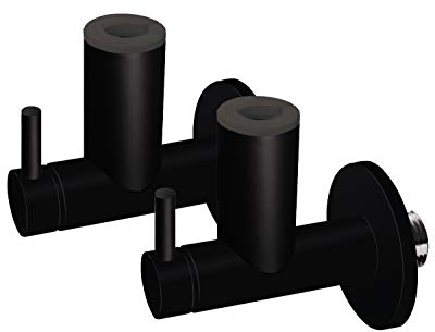 aquaSu® Design Eckventile in matt schwarz | 2er Set | Keramische Dichtscheiben | Wandrosetten | Elegantes Design | Standard-Anschluss: 1/2 IG | Ø 10 mm | Messing | 22696 7