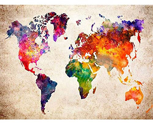 ZHXXFD Peinture Numero Adulte Paysage Carte Du Monde Bricolage peinture par numéros Enfant Acrylique A L'Huile Romantique Diy Paint By Numbers Tableau À Peindre Avec Numéro(A217)