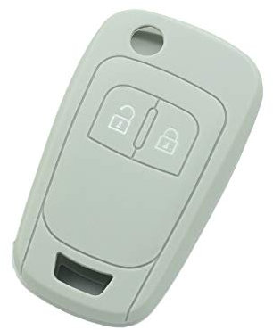 BROVACS Schlüssel Hülle Kompatibel mit OPEL Vauxhall 2 Tasten Flip Fernbedienung - Silikon Schutzhülle Schlüsselhülle Cover in Grau (CV9624GY)
