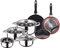 Batteria 7 pezzi in acciaio inox: casseruola senza coperchio 16 / pentole con coperchio 18 20 e 24 e set di 3 padelle 16/20/24cm, alluminio pressato