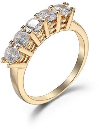 Banemi Aesthetic Ringe Vergoldete， Der Ring Damen Weiß Zirkonia Runden Damen Partyschmuck Größe 62 (19.7)