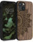 kwmobile Hülle kompatibel mit Apple iPhone 13 mini Hülle - Holz Case - Handy Cover - TPU Handyhülle in Dunkelbraun Aufgehende Sonne