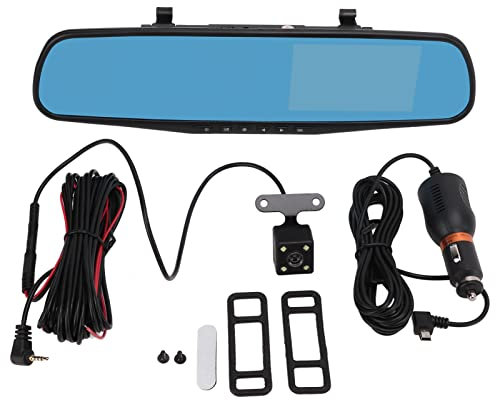 Enregistreur de Conduite de Rétroviseur, 4.3 Pouces 1080P Mirror Dash Cam Caméra de Rétroviseur Double Enregistreur de Conduite Moniteur de Stationnement Enregistrement en Boucle Caméra de Recul