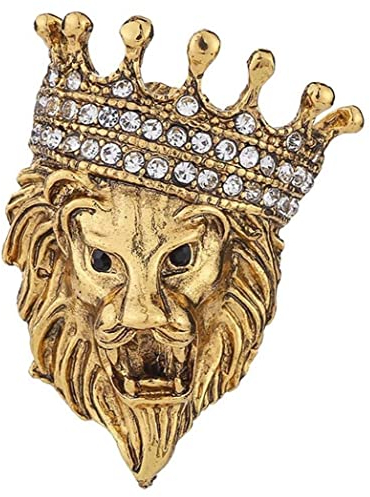 Bemvp Kristallbrosche Vintage Löwen Kopf Krone Runnen Pin Für Anzug Hemd Kragen Schnalle Kostüm Zubehör