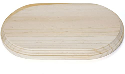 INNSPIRO Pedana in legno di pino massiccio ovale inf. 16 x 9 cm. sup. 14 x 7 cm. Alt. 1,5 cm. Base in legno per dipingere, decorare e lavorare.