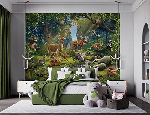 Walltastic Animals of The Forest 6 Panel Wallpaper Mural, FSC Paper, Multi, 8 feet High x 10 feet Wide, 1 Size