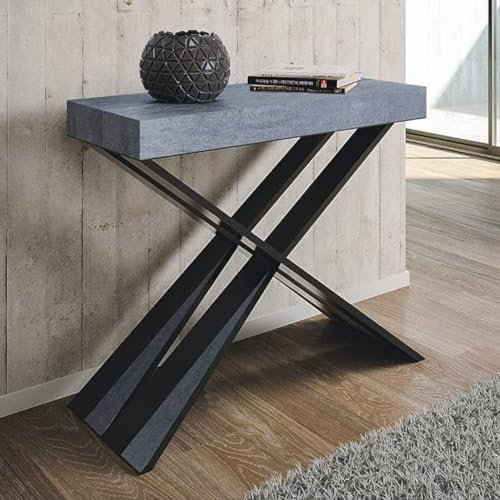 IMAGO FACTORY Tiago - Consolle Allungabile, Tavolo Allungabile Sala da Pranzo (Fino a 300cm) Mobile Consolle Ingresso Moderno, Tavolo Cucina Allungabile, Console Arredo Made in Italy (Color Cemento)