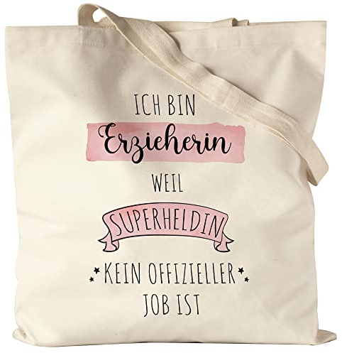 Hey!Print Ich Bin Erzieherin Weil Superheldin Kein Anerkannter Job Ist Jutebeutel Stoffbeutel Canvas Geschenk Danke Sagen