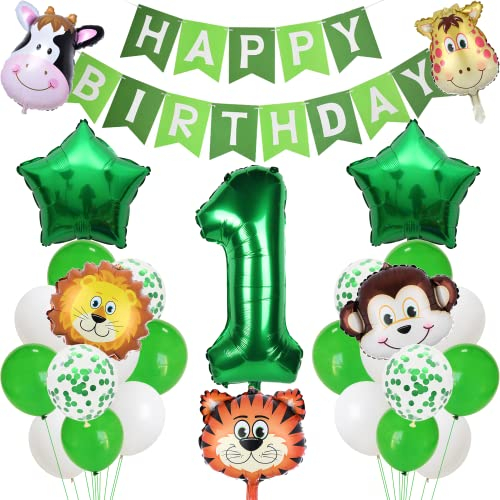 Dschungel Geburtstag Dekoration 1 jahr Geburtstag Deko dschungel kindergeburtstag Deko 1 Jahre Safari Tier Happy Birthday Deko 1. Geburtstag Junge Wild One Safari Banner Geburtstagsdeko Jungen 1 Jahre