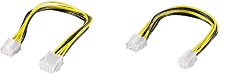 Goobay 51361 Prolunga Elettrica PC EPS, da 8 Pin, 0.28 m Lunghezza del Cavo & 51358 Cavo Elettrico/Adattatore PC ATX12 P4, da 4 Pin a 8 Pin, 0.2 m Lunghezza del Cavo