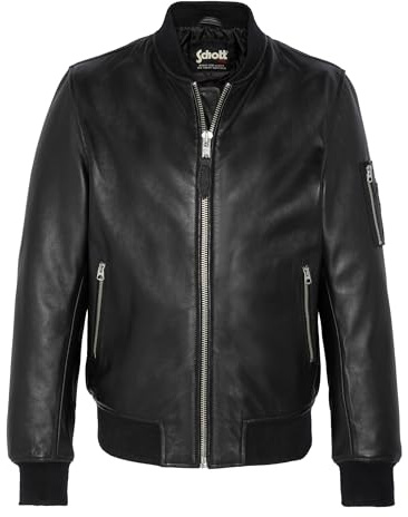 Schott NYC Lcbombers - Bomber de Piel para Hombre, Negro, XL