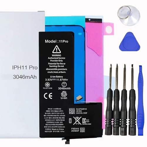 Il kit di sostituzione della batteria per iPhone include adesivo impermeabile, adesivi per batteria, batteria per iPhone con strumenti magnetici (iPhone 11 Pro)
