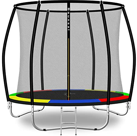 Baunsal® Trampolin Outdoor Ø 183 cm (FGIS) bunt-schwarz als Komplettset Gartenspielzeug Kindertrampolin Gartentrampolin rund Garten Spielzeug für Kinder