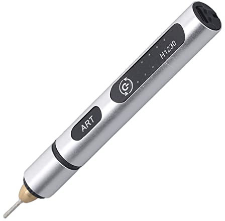 Gravurstift, 5V Mini-Gravurstift mit Breiter Anwendung und 4 Köpfen für Holz (Silber)