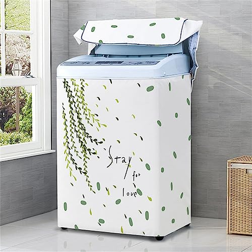 Odot Funda Lavadora de Carga Superior Funda, Estampado de Flores Lavadora Exterior Impermeable con Cremallera para Lavadora y Secadora (Hojas,2XL Capacidad 12,5 KG)