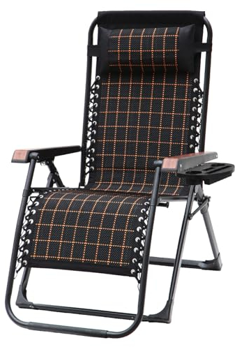 OVLRIJP Liegestuhl Garten Sonnenliege Klappbar, Gartenliege mit Verstellbarer Rückenlehne & Kopfpolster, Relaxliege Garten mit Getränkehalter, bis 160kg, Sonnenliegen für Garten, Balkon, Terrasse (A)