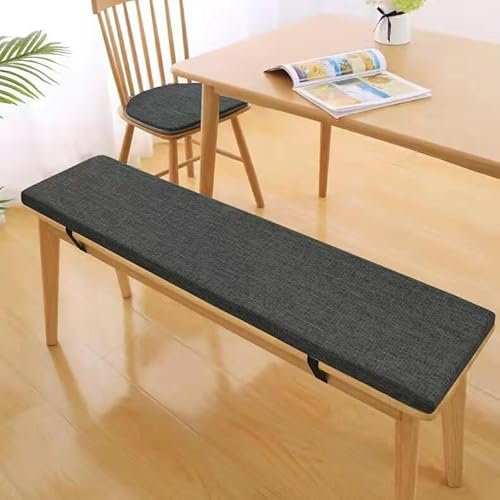 Edumov Garden Bench Cushion, 200 x 30 x 5 cm, Warm Grey, Linen, Foam, Rectangular, Minimalist, Soft, 1 Count