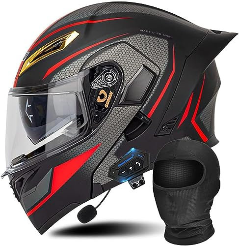 Motorrad Integrierter Bluetooth-Helm Mit Doppelvisier,ECE Genehmigt Adults Klapphelm Mit Bluetooth, Motorradhelm Sturzhelm Für Herren Und Damen Automatische Reaktion