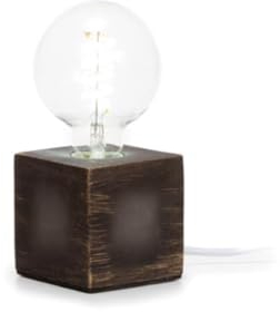Vellight Lampenfuß, Würfelform, Kabel mit Schalter, E27, 60 W, IP20, Zement, Grau, 90 mm x 90 mm x 90 mm
