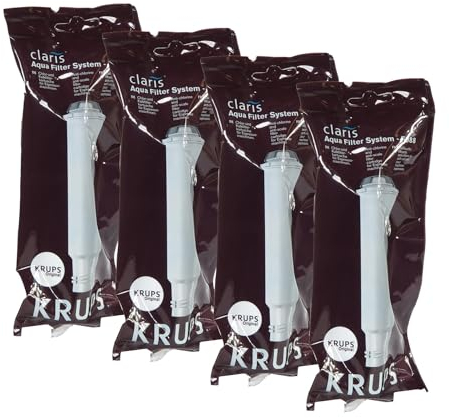 Claris Wasserfilterpatrone F08801 für KRUPS Kaffee- und Espressomaschinen, 4 Stück