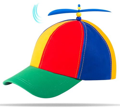 deigno Propeller Mütze mit drehendem Propeller im Wind - Die Propeller Cap hat einen größenverstellbaren Verschluss - Lustiger Hut als Partyhut, Karneval Hut, Fasching Hut und Clown Hut einsetzbar