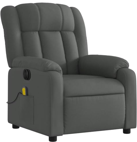 vidaXL Massagesessel Elektrisch, Sessel Verstellbare Rückenlehne Fußteil, Fernsehsessel Relaxsessel mit Liegefunktion, Liegesessel Polstersessel Ruhesessel, Dunkelgrau Stoff