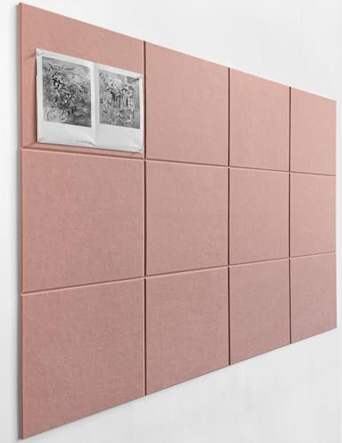 DECORITA Lot de 12 grands tableaux en liège de 119,4 x 88,9 cm avec languettes adhésives amovibles sûres, carreaux muraux en liège pour la maison et le bureau, 121,9 x 91,4 cm, rose