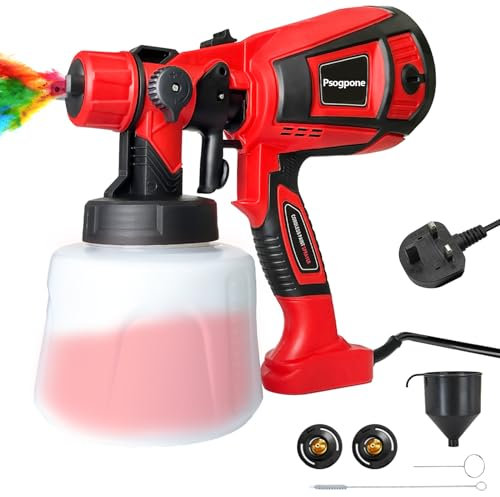 Paint Gun, Electric Spray Gun, 600 W Motor with 1000 ml Paint Container, 3 Copper Nozzles, 3 Spray Models, Hand Held Fence Paint Sprayer for Walls Cabin Garden Cars