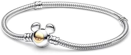 LONNGHOOP 925 Sterling Silber Schlange Kette Armband für Mouse Kopf Verschluss Charm Armbänder Cute Iconic Moments Charm Armband Schmuck Geschenk für Teenager Mädchen Frauen
