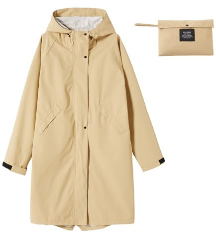 Ynport Crefreak Vestes De Pluie Pour Femmes Imperméable Léger Imperméable Manteaux De Pluie À Capuche Longs Coupe-Vent En Plein Air Trench-Coat De Voyage Vêtements De Pluie Compressibles, Kaki, XL