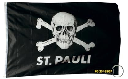 FC St. Pauli Hissfahne Totenkopf Schwarz 150x250cm FCSP Fanartikel + RocknShop Flaschenöffner
