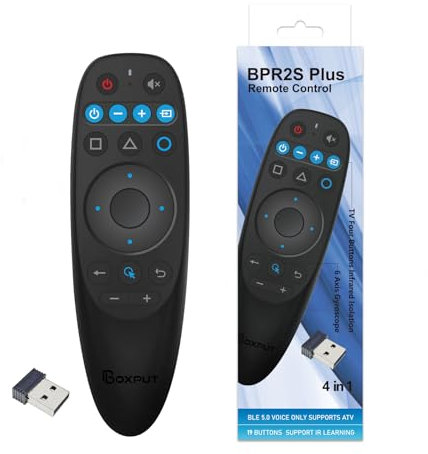 BPR2S Plus 2.4G RF, ausgestattet mit USB-Empfänger, Bluetooth-Stimme, Luft Maus Fernbedienung, 6-Achsen Gyroskop, 4TV Taste Infrarot Lernen, passend für Android TV Box und TV Stick