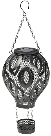 Northpoint LED Solar Metall Heißluftballon LED Windlicht Dekolampe Dämmerungssensor Schattenspiel orientalisch schwarz