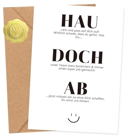 Sugeru A6-Abschiedskarte Kollegen mit Umschlag | Abschiedsgeschenk Kollegen, Karte Abschied Kollege, liebevolle Karte zum Ruhestand, Lustige Abschiedskarte, Geschenkidee für Kollegen zum Abschied (E)