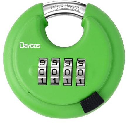 DAYGOS Zahlenschloss Vorhängeschloss, Schloss Mit Zahlencode Zahlen 4 Stellig, Wetterfest Rundbügelschloss, Zaun, Lagereinheit, Anhänger, 10 mm Bügelstärke, 70 mm (Grün)