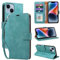 GOTOURED for iPhone 14 Phone Case Wallet, RFID Blocking 4 Card Slots, Wrist Strap, Kickstand, Magnetic Closure, Shockproof Protective Soft Leather Flip Cover for iPhone 14 Case (Green)