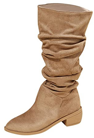 Stivali Donna Stivali Donna con Tacco Coperto Stivaletto Donna Basso Stivali Neve Donna Stivali Gomma Donna Stivali Alti Fino al Ginocchio Stivali con Tacco Donna Stivali