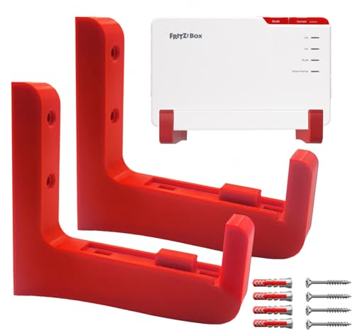 Generisch Wandhalterung für Fritz Box 5690 PRO Halter Halterung Fritz!Box 1 Paar mit Montagematerial Rot