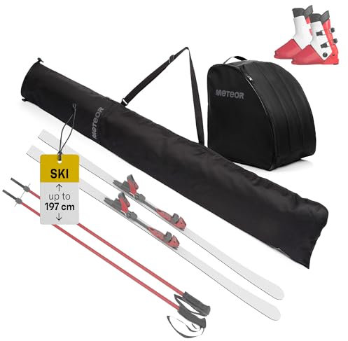 meteor 2-in-1 Skitasche Set - Skisack [bis 195 cm] & Skischuhtasche mit Lüftung - Wasserfestes Skicover & Stiefeltasche Ideal für Skiurlaub und Wintersport - Komplettes Set für Skier und Schuhe